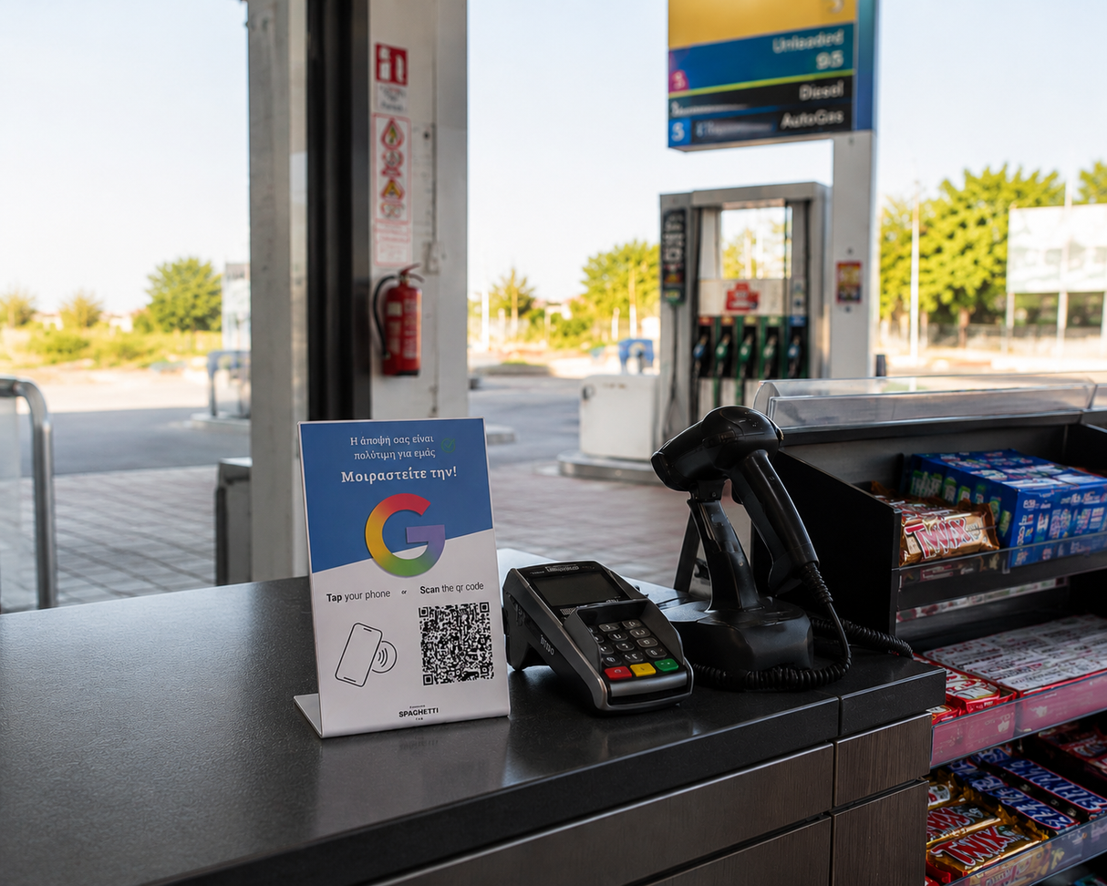 Επιτραπέζιο NFC+QR Google Review Stand